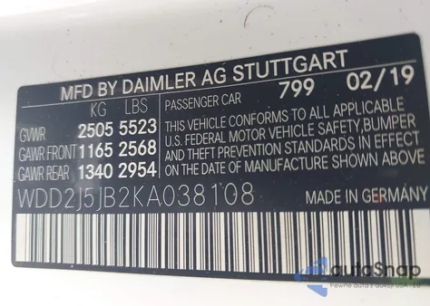 2019 Mercedes-Benz Cls 450 из США, поврежденный, VIN WDD2J5JB2KA038108